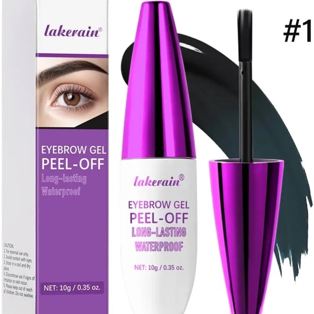Lakerain Peel-Off Eyebrow Gel — Long-Lasting Waterproof (Black)